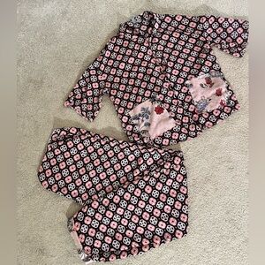 ASOS silk pajama set cropped top wide leg bottoms | Pink Floral | US 2